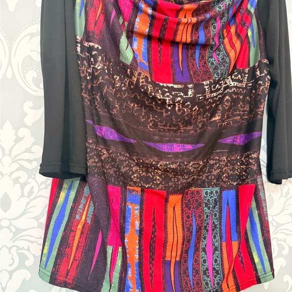 4/$25 • Lavena Multi Coloured 3/4 Sleeve Cowl Neck Tunic Top - Picture 2 of 5